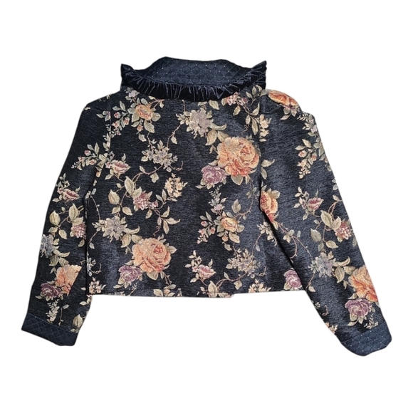 NWT Gorgeous Floral Tapestry Cropped Blazer With Peter Pan Collar Size M - Picture 8 of 8